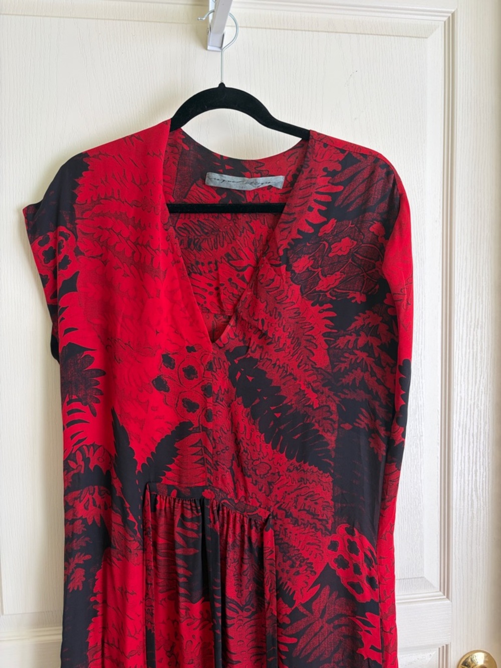 Raquel Allegra Red and Black Printed Midi Dress - Picture 2 of 8